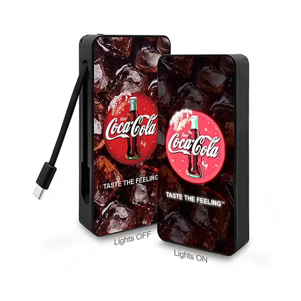 10000mAh Light Up Color Logo Power Bank with built-in USB-C Output Cable-ESPB-14FL